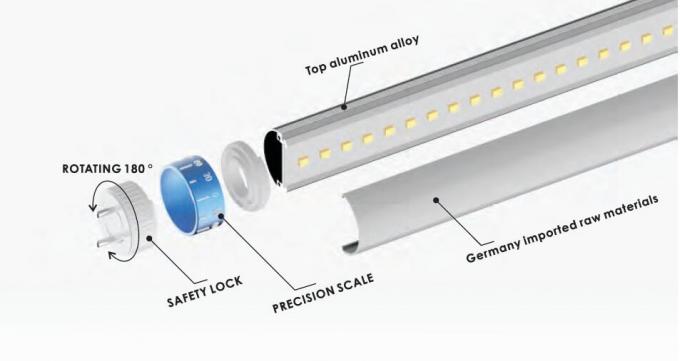 Silver Housing Industrial LED Tube Light 3000-4800 Luminous 2700-6500K CCT